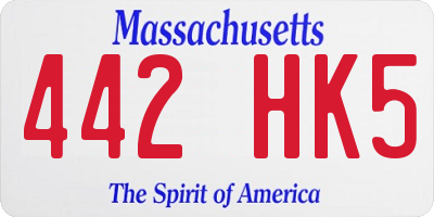MA license plate 442HK5