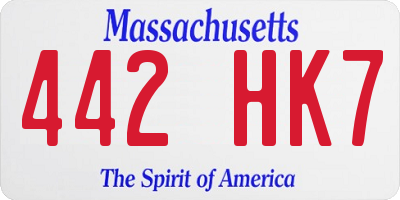 MA license plate 442HK7