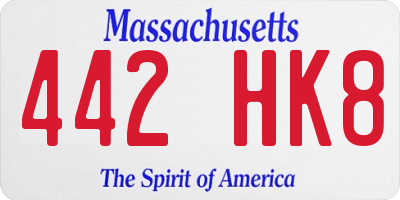 MA license plate 442HK8
