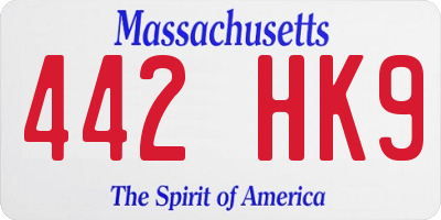 MA license plate 442HK9