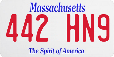 MA license plate 442HN9