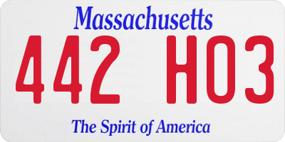 MA license plate 442HO3