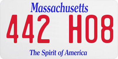 MA license plate 442HO8