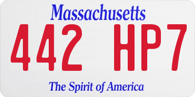 MA license plate 442HP7