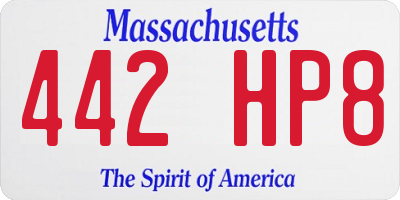 MA license plate 442HP8