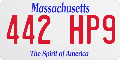 MA license plate 442HP9