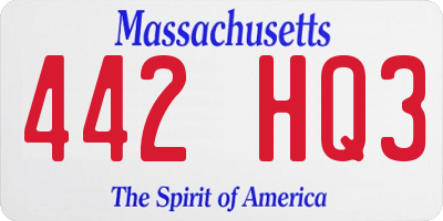 MA license plate 442HQ3