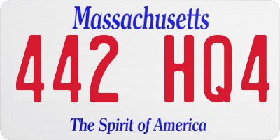 MA license plate 442HQ4