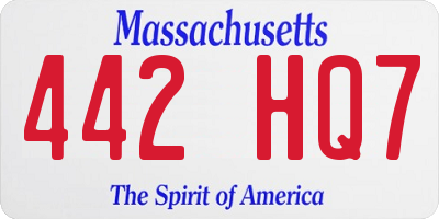 MA license plate 442HQ7