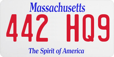 MA license plate 442HQ9