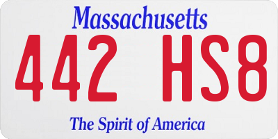 MA license plate 442HS8