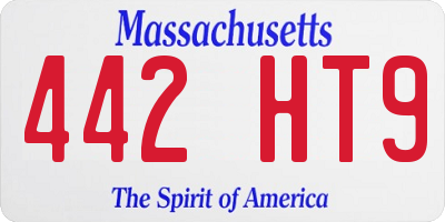 MA license plate 442HT9