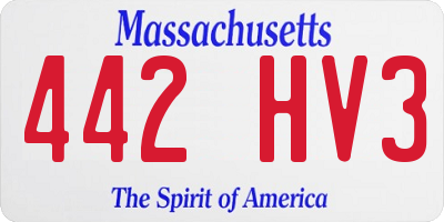MA license plate 442HV3