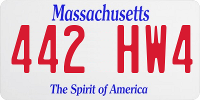 MA license plate 442HW4