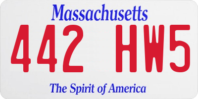MA license plate 442HW5