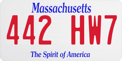 MA license plate 442HW7