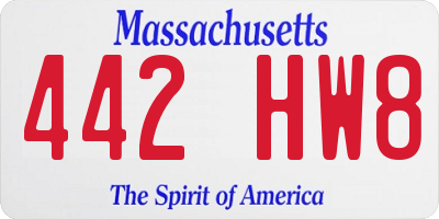 MA license plate 442HW8