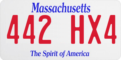 MA license plate 442HX4