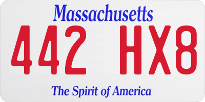 MA license plate 442HX8