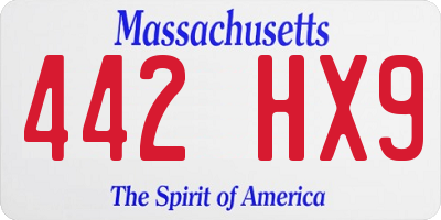 MA license plate 442HX9