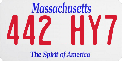 MA license plate 442HY7