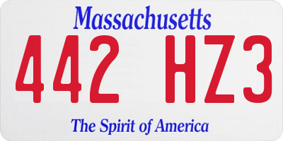 MA license plate 442HZ3
