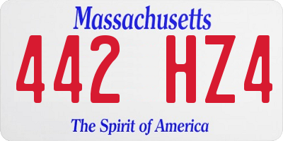 MA license plate 442HZ4