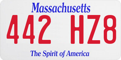 MA license plate 442HZ8