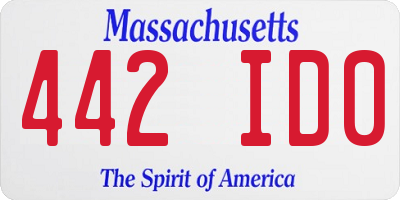 MA license plate 442ID0