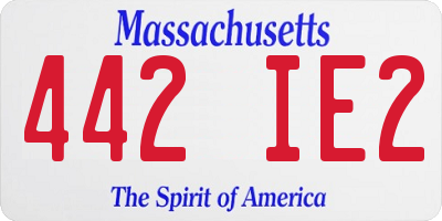 MA license plate 442IE2