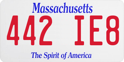 MA license plate 442IE8