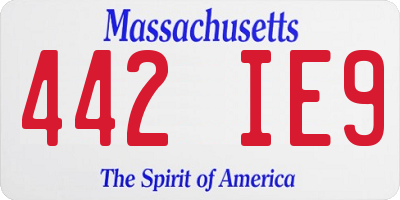 MA license plate 442IE9