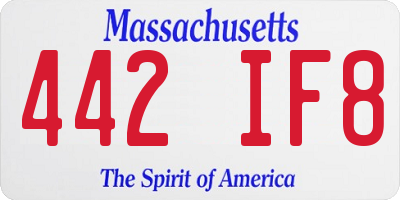 MA license plate 442IF8