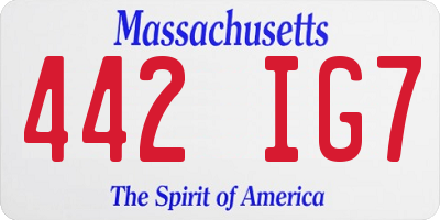 MA license plate 442IG7