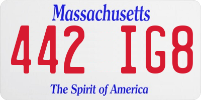 MA license plate 442IG8