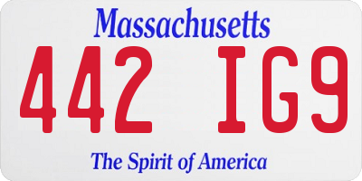 MA license plate 442IG9