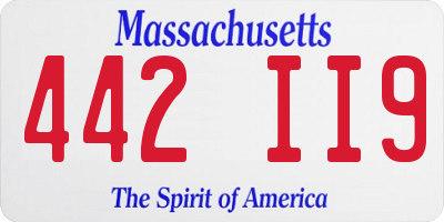 MA license plate 442II9