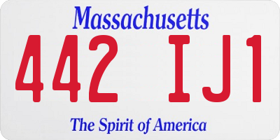 MA license plate 442IJ1