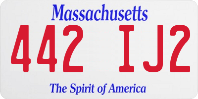 MA license plate 442IJ2
