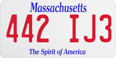 MA license plate 442IJ3