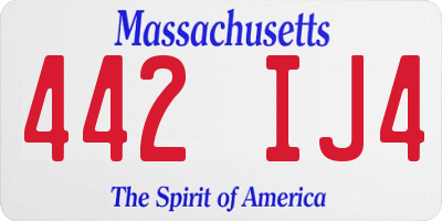 MA license plate 442IJ4