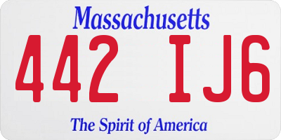 MA license plate 442IJ6