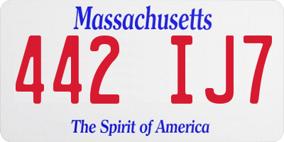 MA license plate 442IJ7