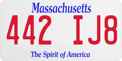 MA license plate 442IJ8