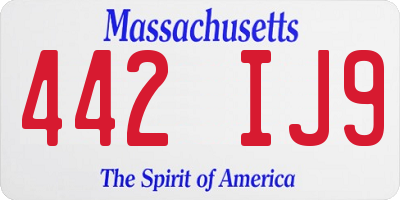 MA license plate 442IJ9