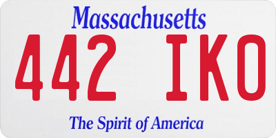 MA license plate 442IK0