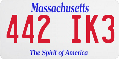 MA license plate 442IK3