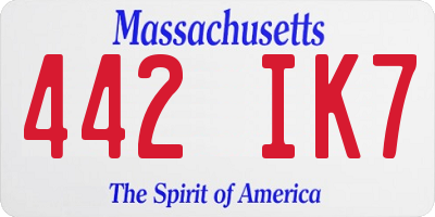 MA license plate 442IK7