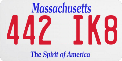 MA license plate 442IK8