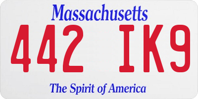 MA license plate 442IK9